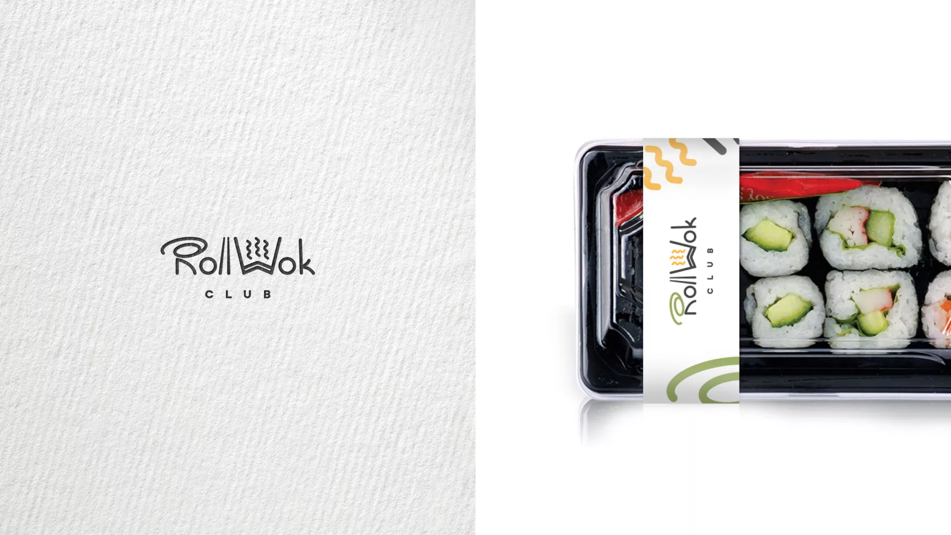 Разработка логотипа и фирменного стиля суши-бара «Roll Wok Club» в Кингисеппе